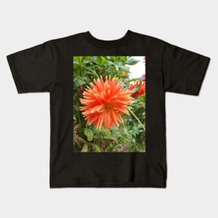 Orange and Yellow Dahlia Kids T-Shirt